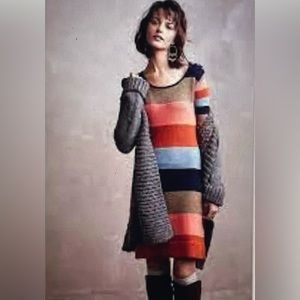 Anthropologie Isabelle Sinclair dress sweater striped wool blend sz XS